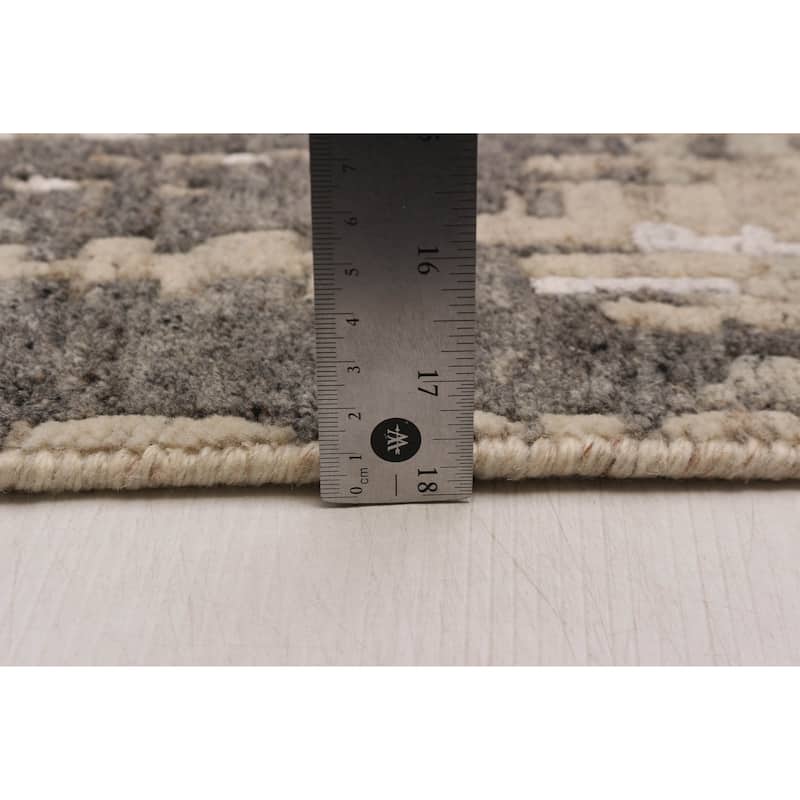 ECARPETGALLERY Hand-knotted Alma Grey Silk, Wool Rug - 7'10 x 9'9