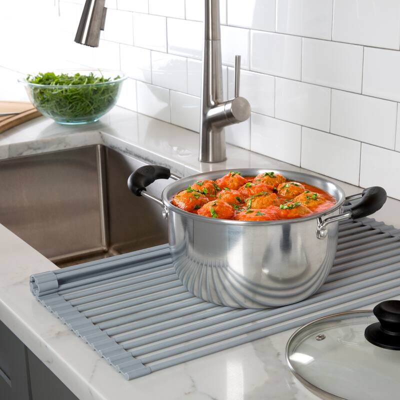 Kitchen Details Silicone Coated Roll Up Over the Sink Drying Rack - 20.5"x 13"x .25"
