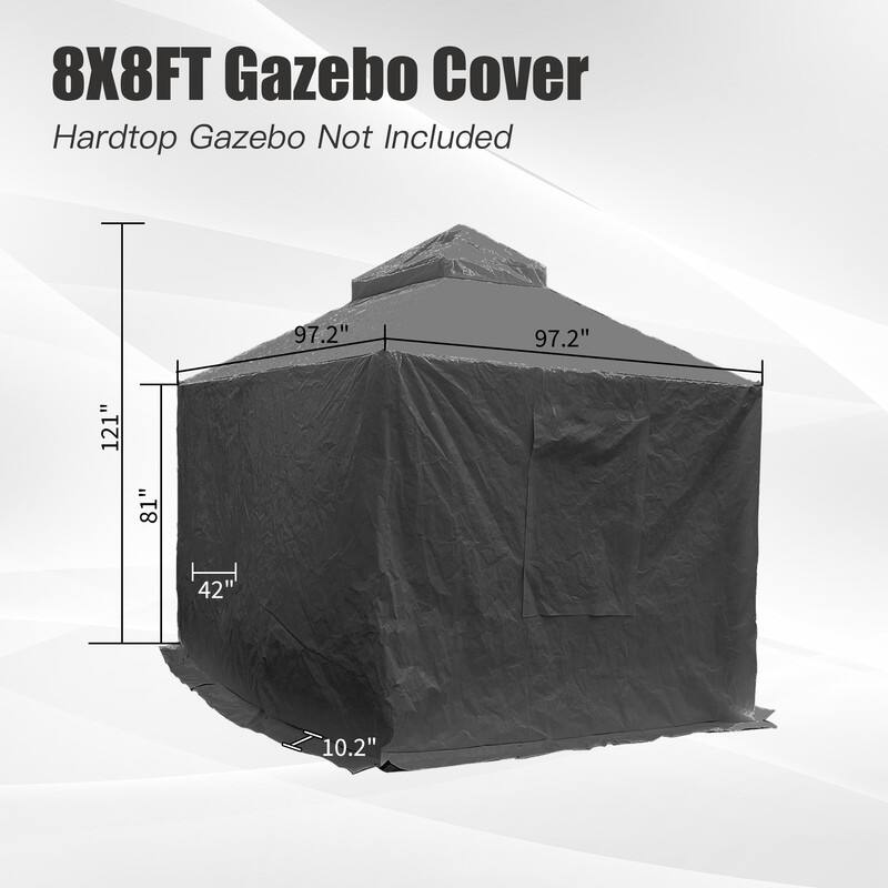 Domi 8' x 8' Universal Winter Gazebo Cover, All Season Waterproof Enclosed Cover with Sidewalls & Ventilated Mesh Windows, White