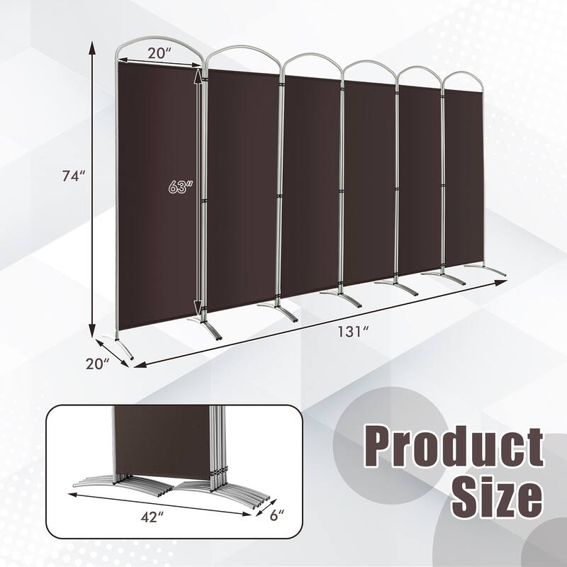 Costway 6 Panels Folding Privacy Screen 6 Ft Tall Fabric Privacy