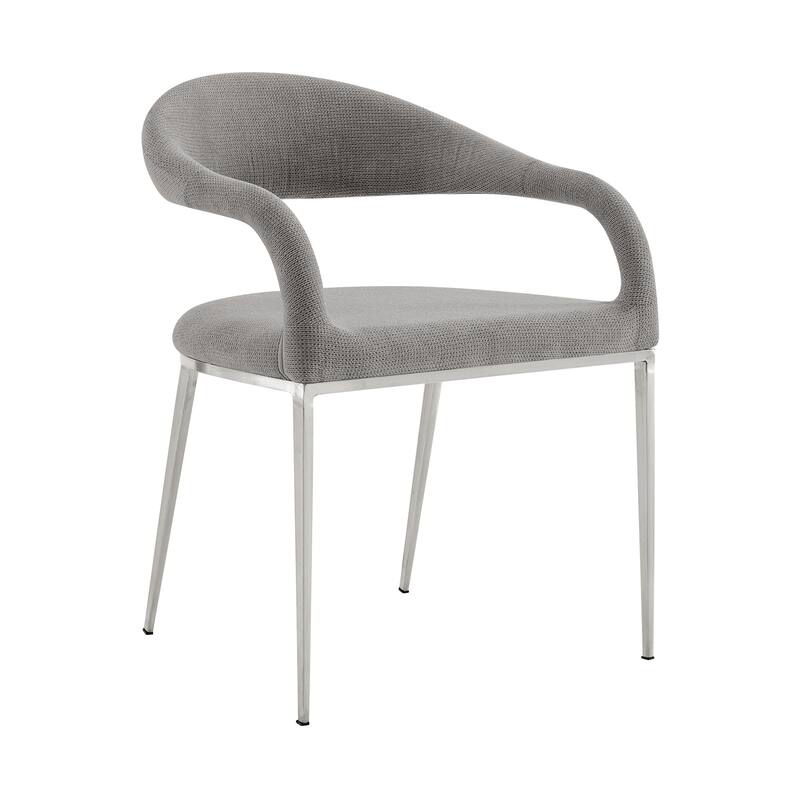 HomeRoots Set of Two Gray And Silver Upholstered Polyester Open Back Dining Arm Chairs
