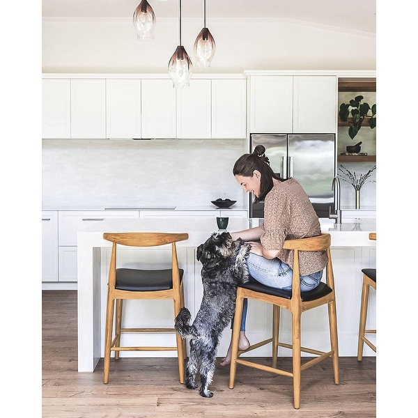 Solid Wood Farmhouse 25 Counter Bar Stool Barstool Modern Dining Elbow With Open Back PU Leather Cushion Kitchen Island On Sale Bed Bath Beyond 37882686