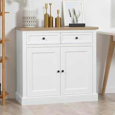 Wood Buffet Cabinet with 2 Drawers and Double Door
