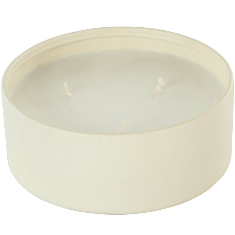 Beige, Black or Cream Metal Scented Textured 22oz 3 Wick Decorative Candle with White Wax