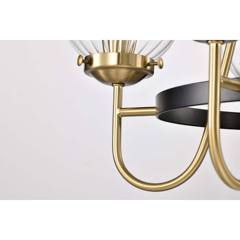 Ines 21 Inch Clear Globe Glass Chandelier 5 Light - N/A