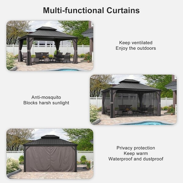 PURPLE LEAF Outdoor Galvanized Steel Hardtop Gazebo