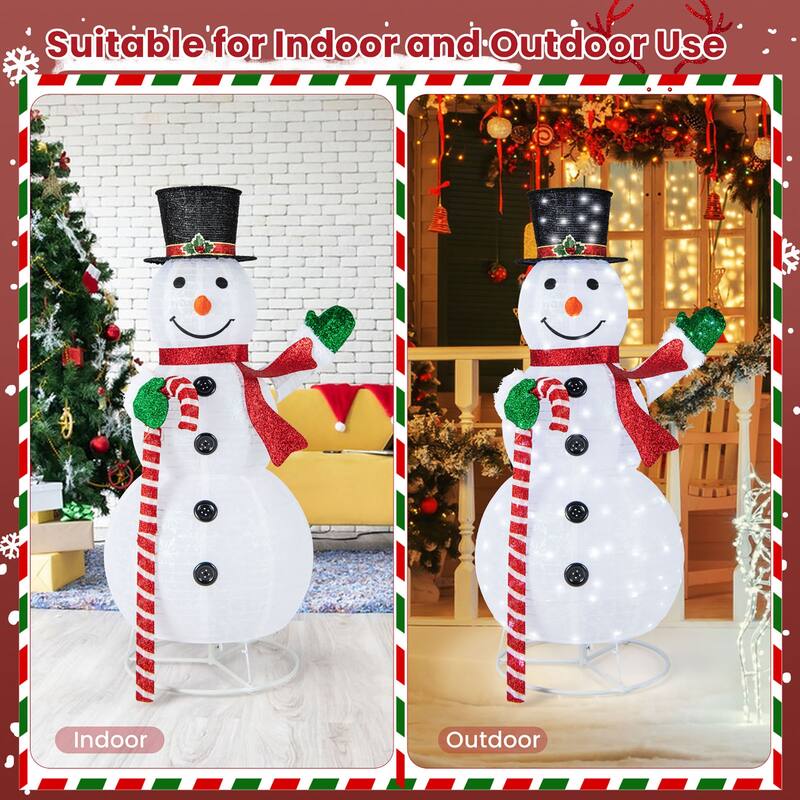 Gymax 5FT Lighted Christmas Snowman Outdoor Pop-up Snow Man w/ LED