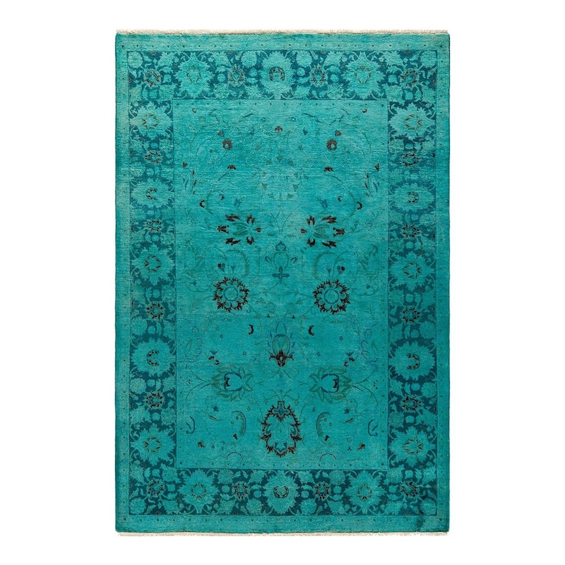 Fine Vibrance, One-of-a-Kind Hand-Knotted Area Rug - Blue, 4' 0" x 6' 0" - 4' 0" x 6' 0"