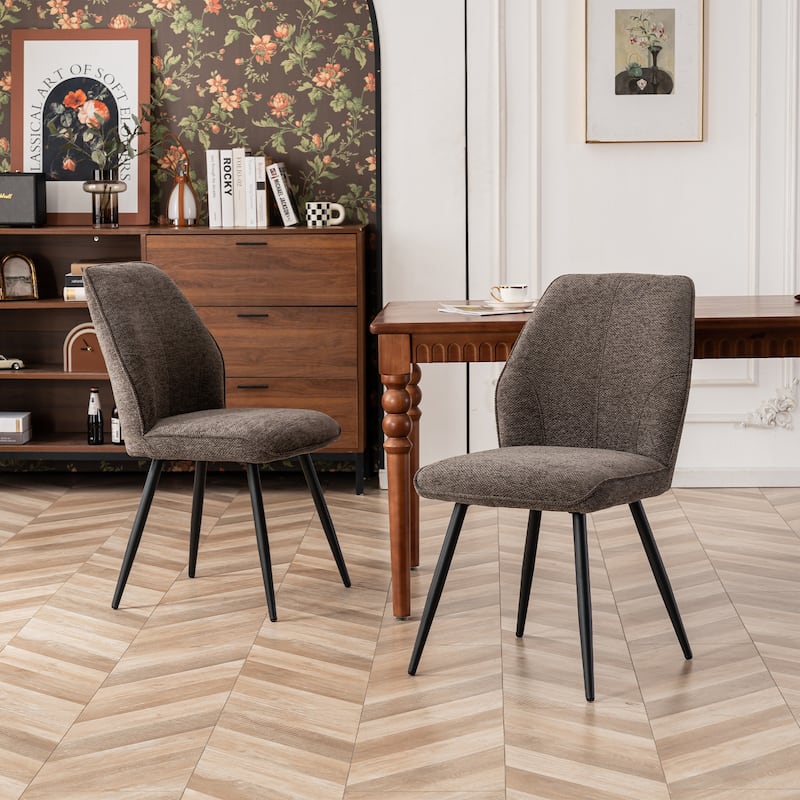 Mid Century Modern Armless Fabric Dining Room Chairs Set of 2