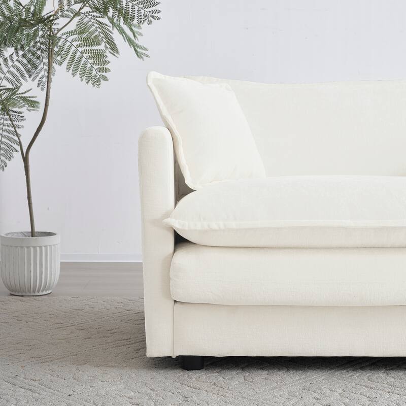 Modern Accent Chair with Ottoman Upholstered Armchair