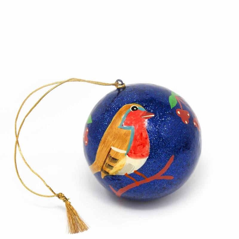 Recycled Paper Handpainted Animal Theme Ornaments, Set of 2 (India)