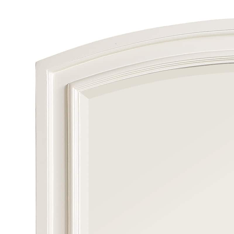 Wooden Mirror with Raised Edges and Curved Top, White