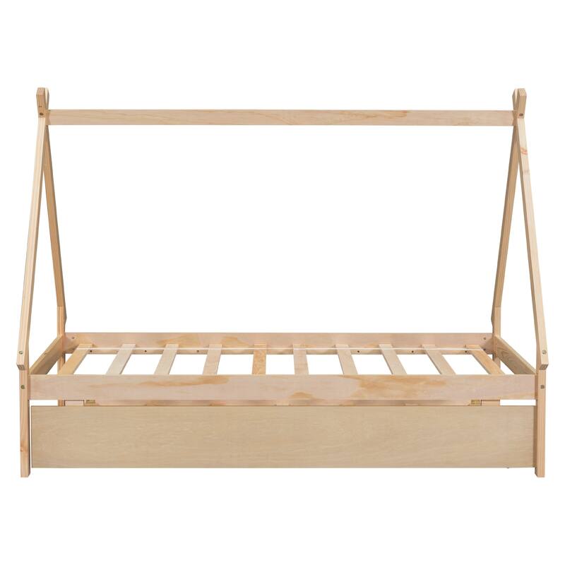 Twin size Tent Floor Bed with Trundle