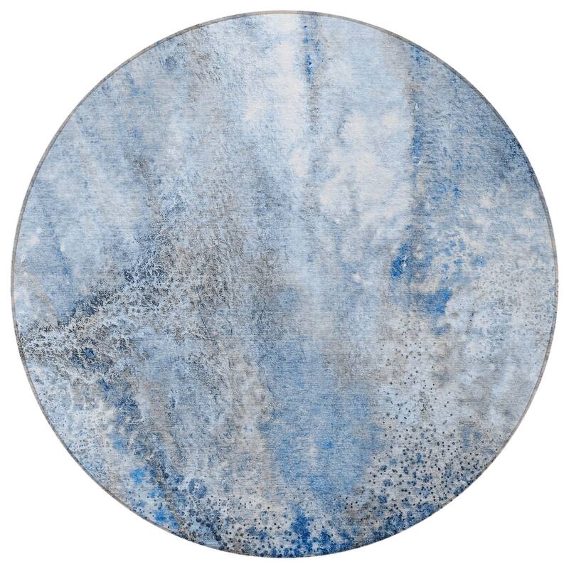 Alriz Unique Abstract Weather Resistant Modern Chic Round Outdoor Rug