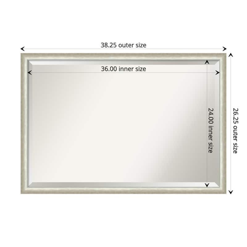 Two Tone Beveled Wood Framed Bathroom Vanity Wall Mirror - Two Tone Silver - Glass Size 36x24