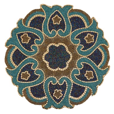 Round Placemats With Beaded Design (Set of 4)