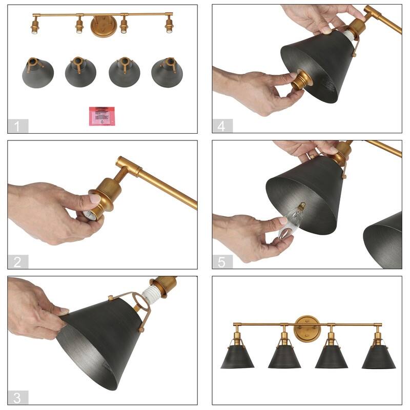 Coney Modern 4-Light Bathroom Vanity Light Cone Metal Shade Wall Sconces