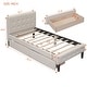 preview thumbnail 8 of 10, Twin Size Upholstered Platform Bed with Linen Headboard and Two Storage Drawers