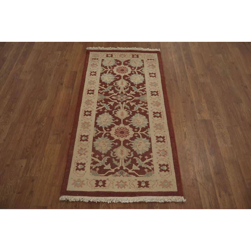 Hand Knotted Oriental 100% Wool Carpet Traditional All-Over Oranges & Rust Ziegler Area Rug - 4' 0'' X 2' 0''