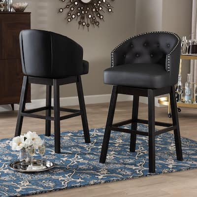 Traditional Faux Leather 30" Bar Stool by Baxton Studio