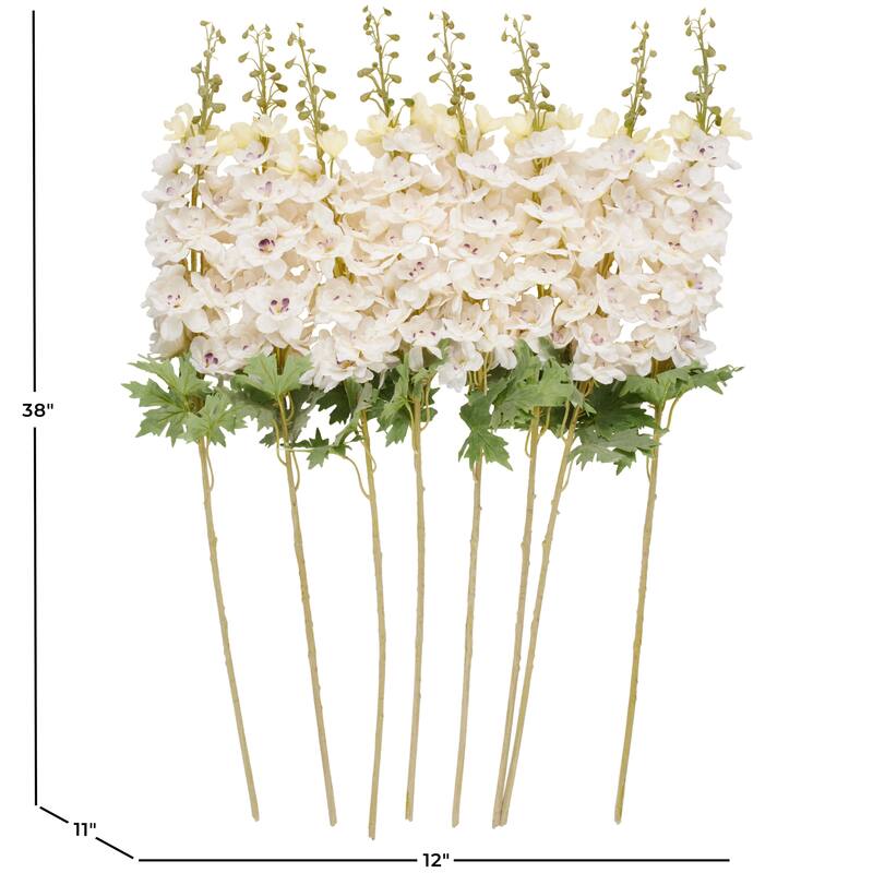 Faux Foliage Delphinium Tall Artificial Flower Stem - Set of 8 White - Roche River Decor