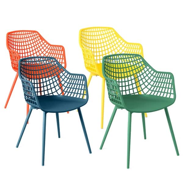 slide 2 of 10, Costway 4 PCS Kids Chair Set Child-Size Chairs with Metal Legs Toddler - See Details Colorful - See Details