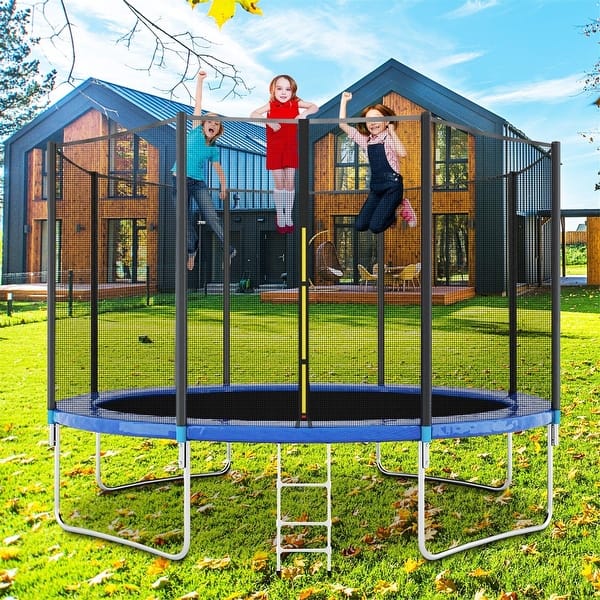 14FT Kids Trampoline With Enclosure Net Jumping Mat And Spring