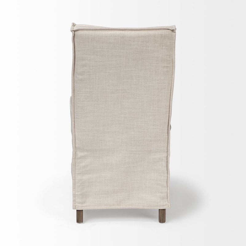 HomeRoots Beige And Brown Slipcovered Wood Parsons chair - 21.80 in. x 35.30 in. x 19.30 in.
