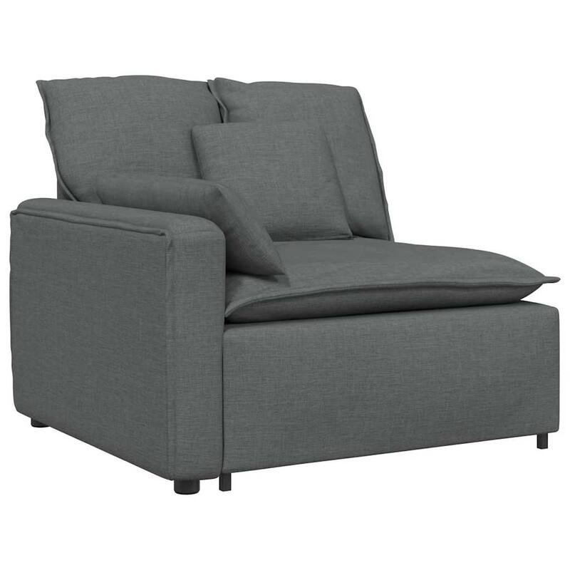 vidaXL Modular Sofa with Footstool and Cushions Dark Gray - 127.6" x 80.7" x 25.2"
