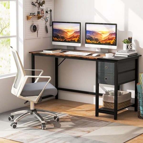 COUNTRY FURNITURE ATLANTA デスク Gymax 55-Inch Home Office Desk Computer Workstation w/2 Drawers