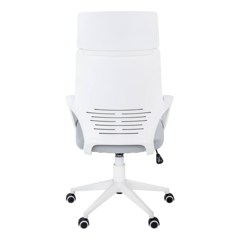 High Back White and Grey Executive Office Chair with Padded Seat, Adjustable Height and Swivel Casters