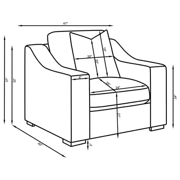 dimension image slide 1 of 2, Ashlyn Upholstered Sloped Arm Accent Chair