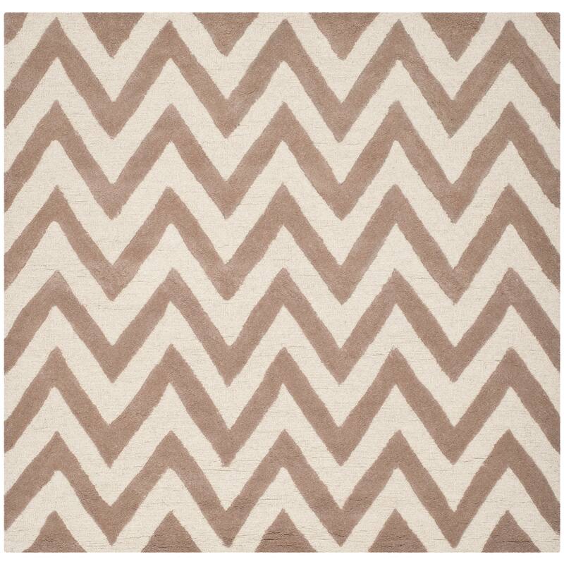 SAFAVIEH Handmade Cambridge Hicran Modern Moroccan Wool Rug - 6' Square - Beige/Ivory