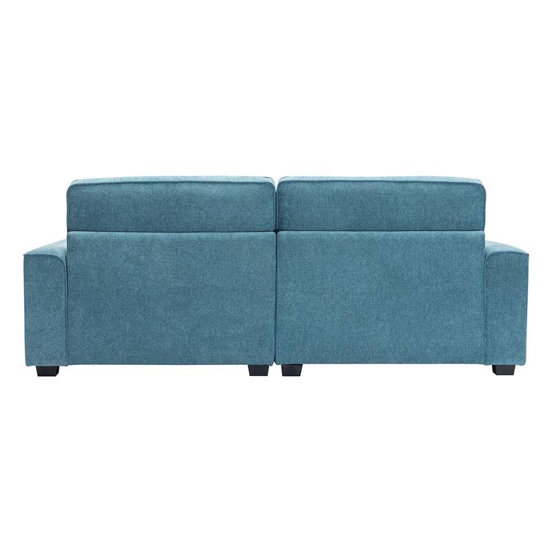 Modern Fabric Loveseat with Plush Cushions and 2 Pillow Upholstered Deep Seat Sofa, Solid Wood Frame Lounge Couch