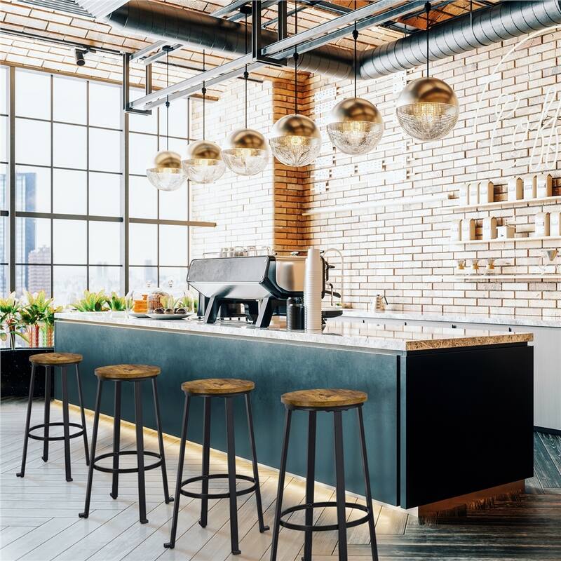 Yaheetech Metal Bar Stools Set of 2 Backless Barstools with Round Top