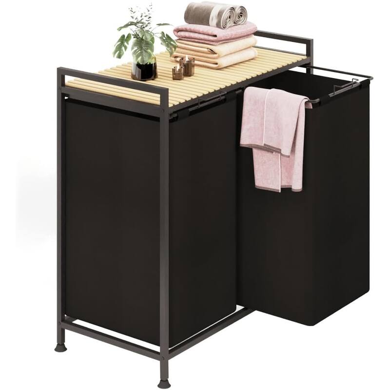 2-Compartment Laundry Hamper with Lid