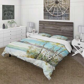 Designart 'Birches In Snowy Field' Lake House Duvet Cover Set - Bed ...