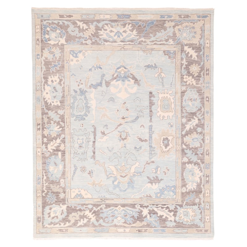 ECARPETGALLERY Hand-knotted Modern Oushak Light Blue Wool Rug - 8'0 x 9'11