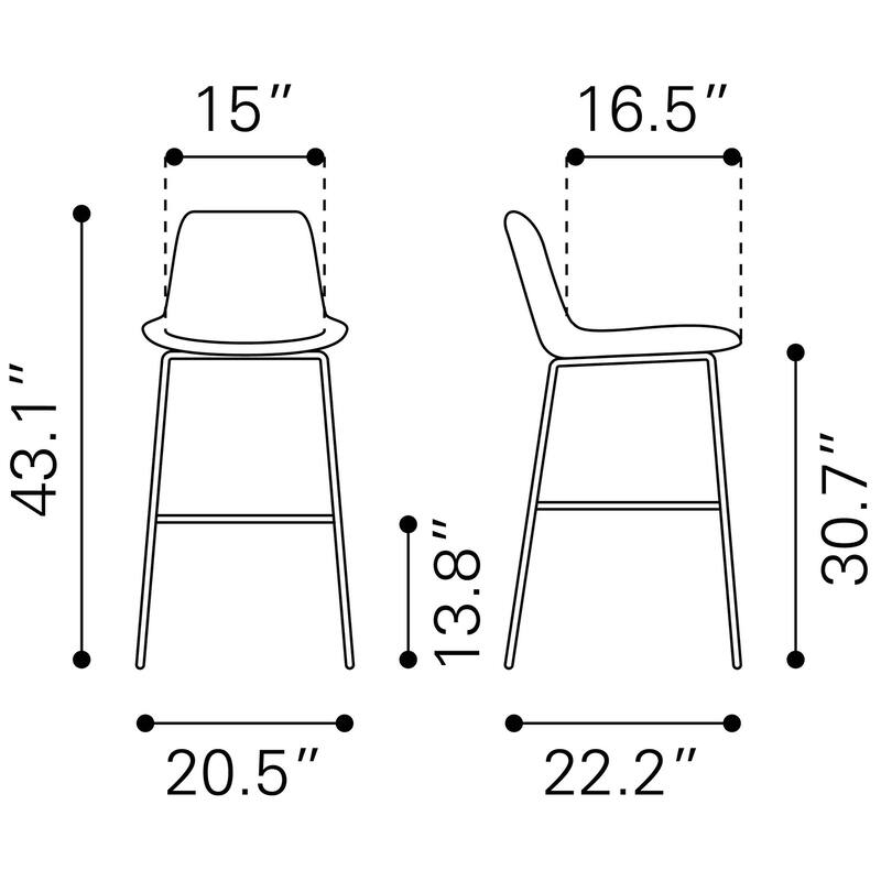 Tony Bar Chair - 21.3" W x 22" D x 43.3" H