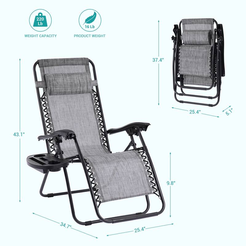 Bonosuki Patio Zero Gravity Chair Foldable Recliner Lounge Chair