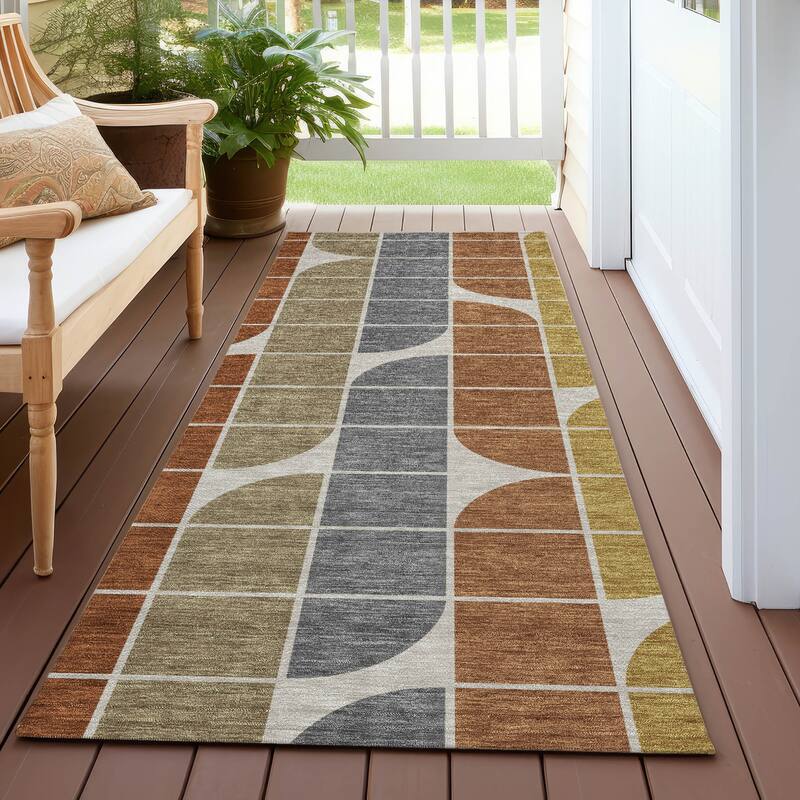 Machine Washable Indoor/ Outdoor Modern Finch Chantille Rug - Coffee - 2'3" x 7'6"
