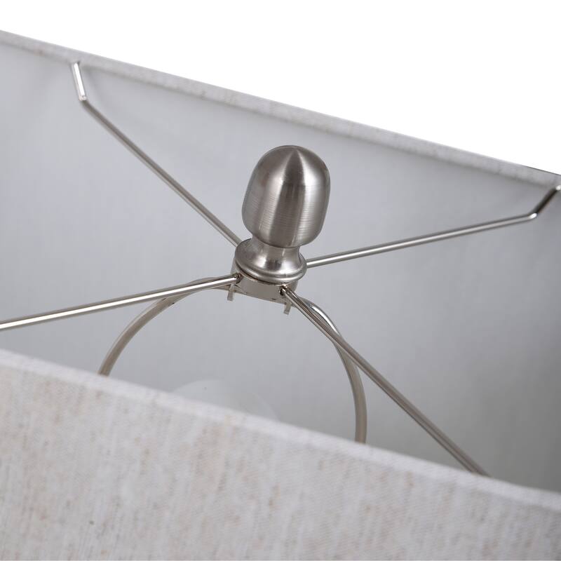 StyleCraft Eamon Moulded Hollow Rectangle Table Lamp with Brushed Steel Accents