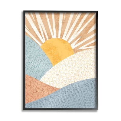 Stupell Kids' Bold Sun Sunrise Rolling Hills Abstract Patterns Framed Wall Art - Yellow