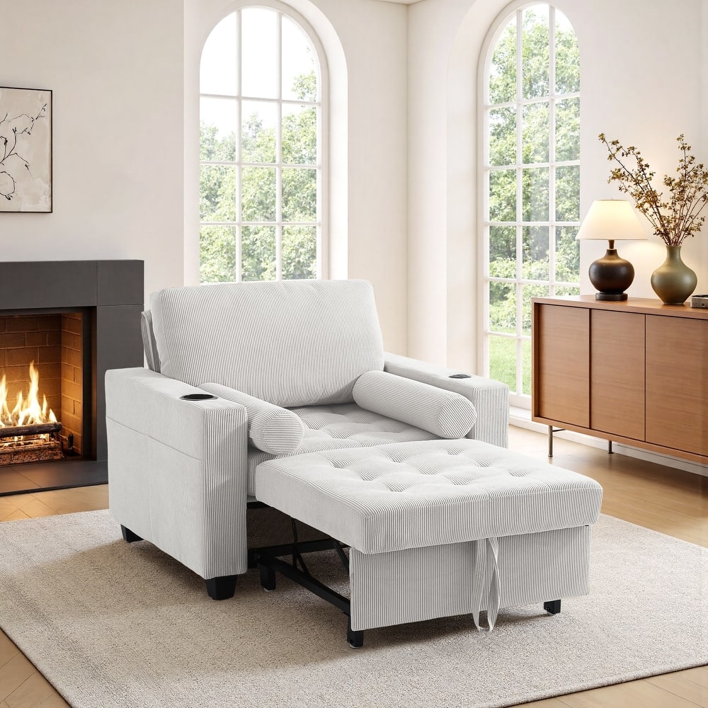 3-in-1 Pull-Out Sleeper Chair Bed Convertible Adjustable Lounge