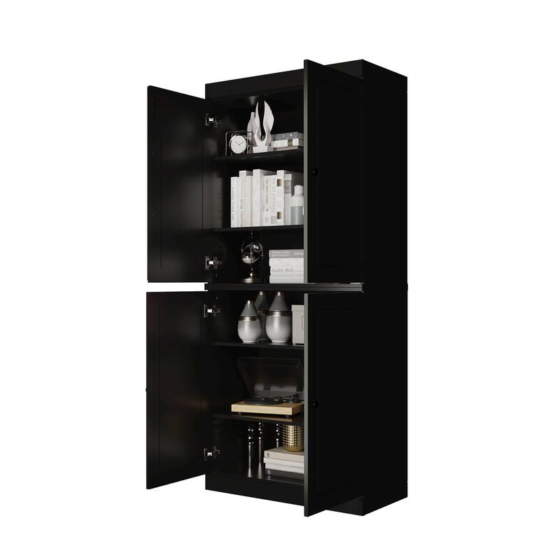 Palace Imports 100% Solid Wood 6-Shelf Bookcase with Solid Doors and Adjustable Shelves