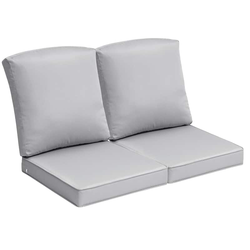 21 W in x 22 D in. Outdoor Deep Seat Chair Cushion Set Dining Patio Chair Pad Set - 2-Seater - Light Grey