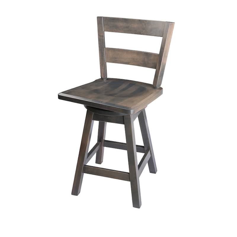 Amish Made Swivel Urban Bar Stool with Straight Back - Maple Wood Stained in Antique Slate - Bar Height