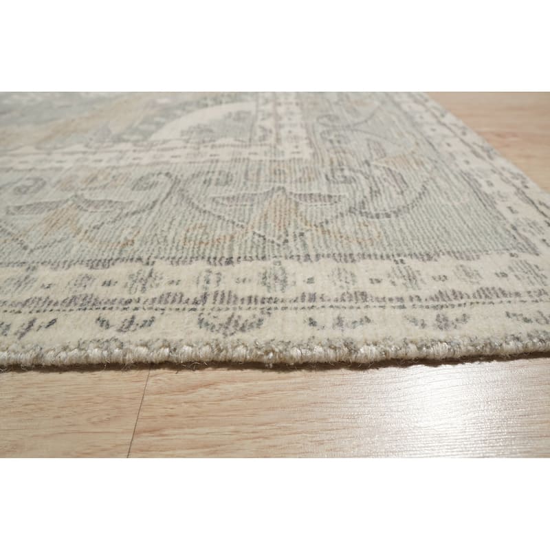 Home Decor EORC Hand-Knotted Wool Oriental Rug Elegant Light Green Area Rug for Living Room, Bedroom, Office, & Home Décor