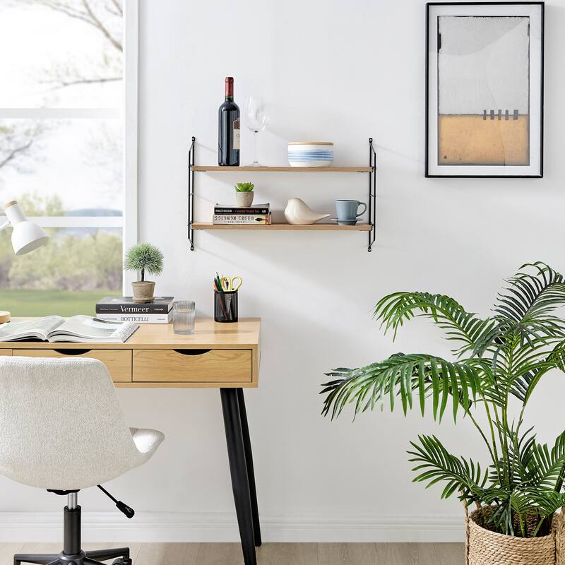 Danya B. Severini Floating Bracket Farmhouse Two-Tier Wall Shelf