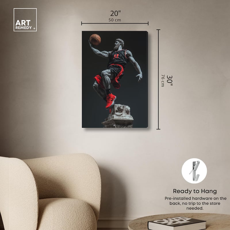 Basketball Sculpture Canvas by Art Remedy, Gallery Wrapped